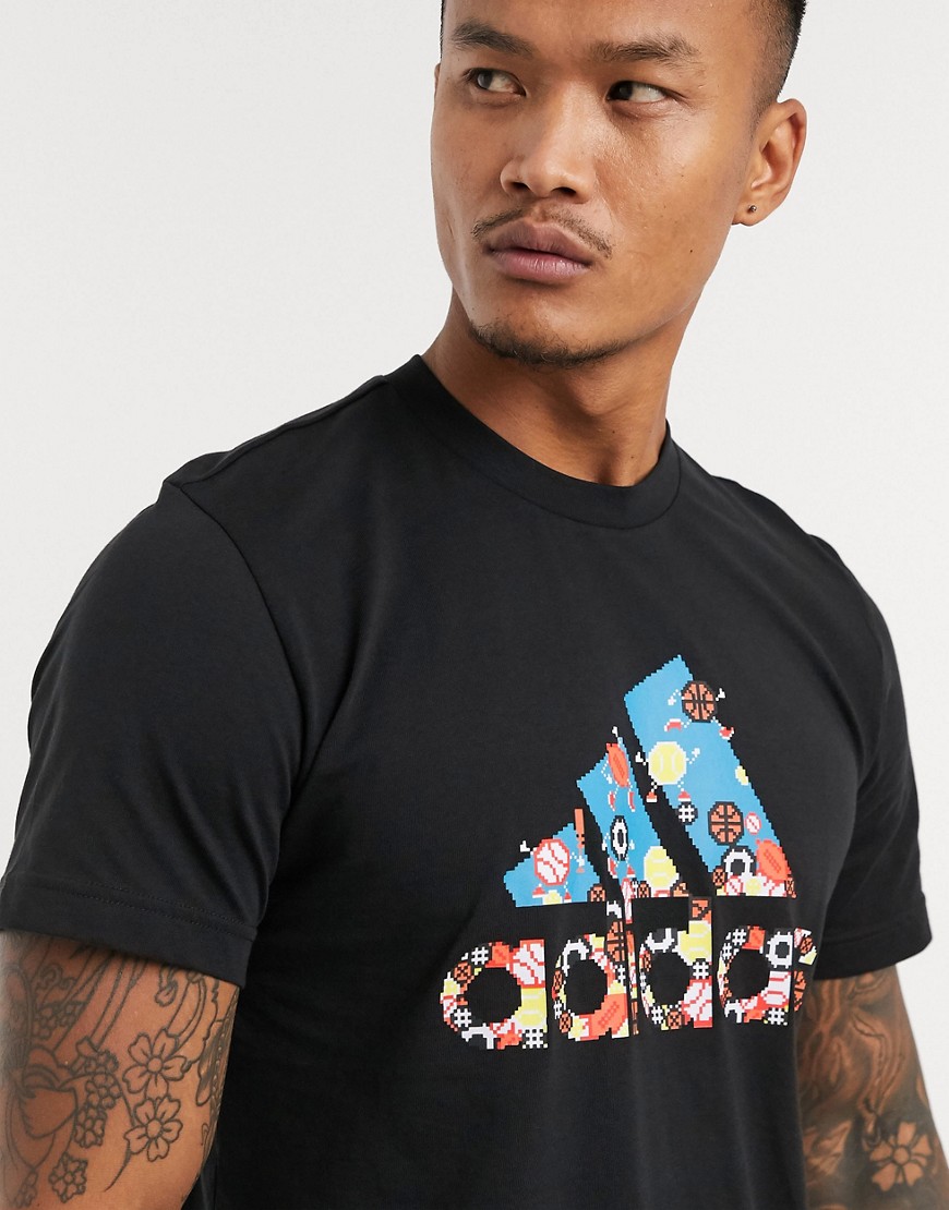 Adidas - T-shirt nera con logo-Nero