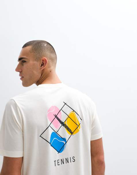 adidas T-shirt treningowy z nadrukiem tenisowym na plecach w kolorze białym - view 1