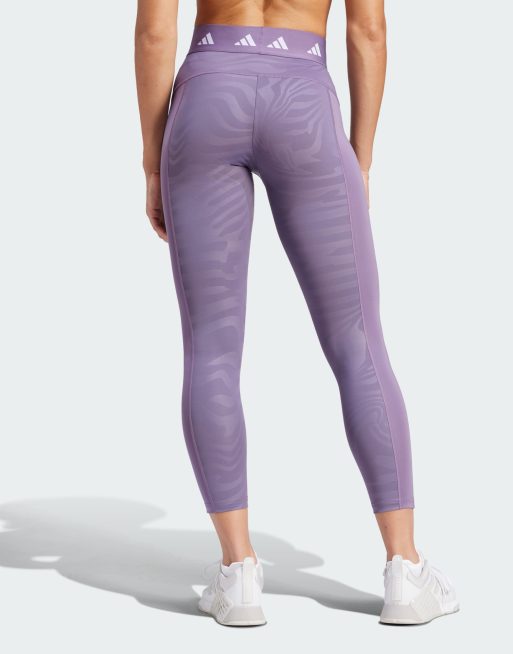 adidas – Techfit – Fioletowe legginsy ze wzorem o długości 7/8, 2 z 4