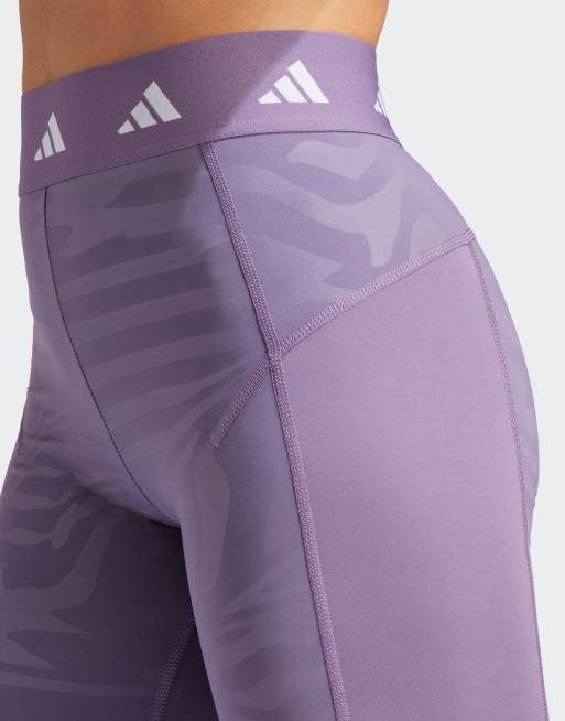 adidas – Techfit – Fioletowe legginsy ze wzorem o długości 7/8, 4 z 4