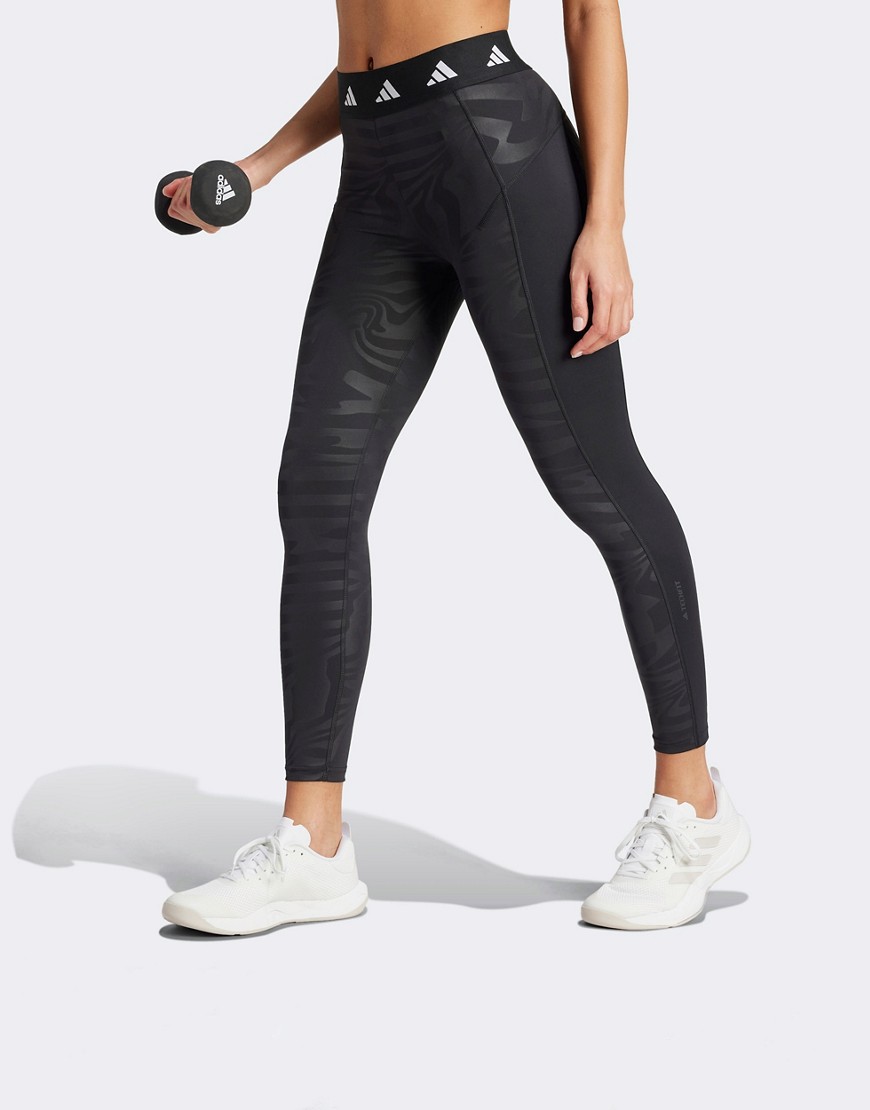 adidas Techfit Printed 7/8 leggings in black