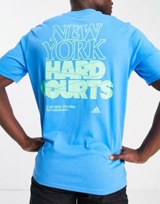 adidas Tennis New York Graphic t-shirt in blue  - ASOS Price Checker