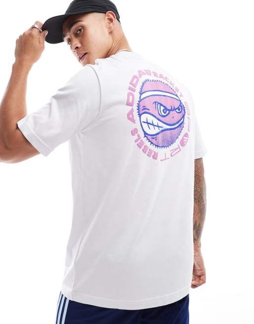 adidas - Tennis - T-shirt met racketprint in grijs