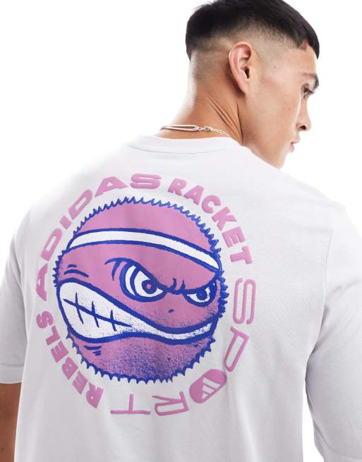 adidas Tennis t-shirt with racket graphic in grey, 4 of 4
