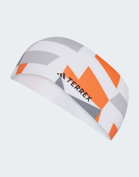 adidas Terrex climacool graphic headband in white / semi impact orange / b - view 1