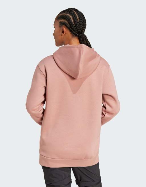 adidas Terrex - Felpa con cappuccio color argilla caldo con logo grande, 4 di 4