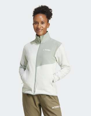adidas Terrex - Fleece-Jacke in Leinengrün und Silbergrün mit Reißverschluss