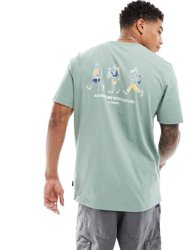 adidas performance - adidas Terrex graphic backprint t-shirt in sage green