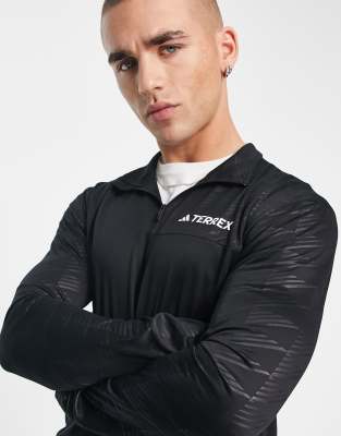 adidas Terrex half zip long sleeve top in black