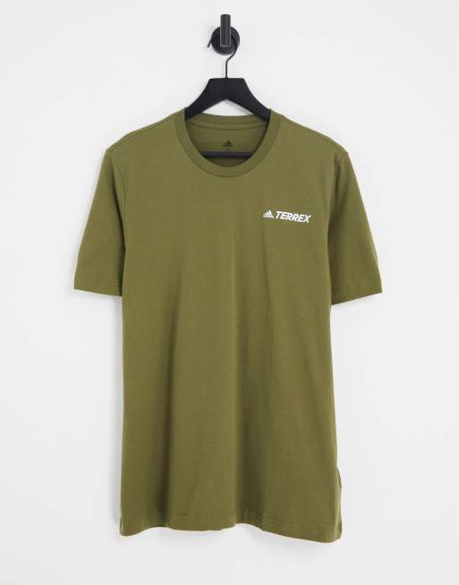 adidas - Terrex - Kakigrøn T-shirt med bjergprint på ryggen, 2 af 4