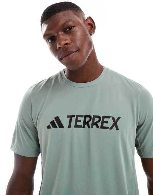 adidas Terrex large logo t shirt in sage green ASOS