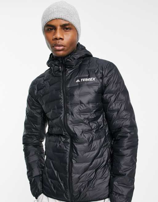 adidas Terrex light down jacket with hood in black