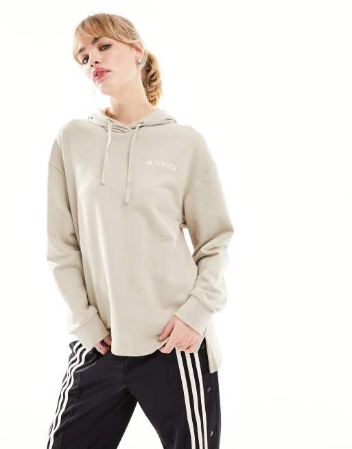 adidas Terrex Logo Hoodie in Beige