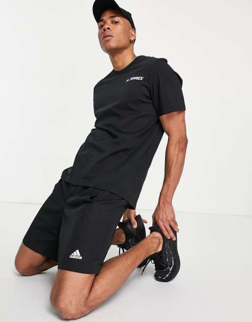 adidas Terrex logo mountain graphic t-hirt in black | ASOS