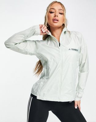 adidas Terrex logo zip-through windbreaker jacket in mint