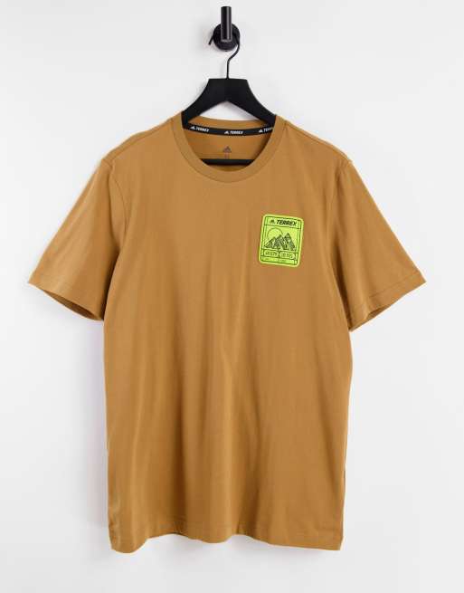 Adidas Terrex mountain logo t-shirt in brown | ASOS