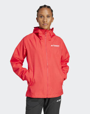 adidas Terrex multi 2l rain. rdy jacket in pure ruby-Red