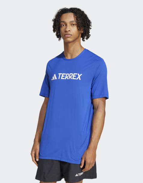 adidas Terrex multi climacool logo tech tee in semi lucid blue