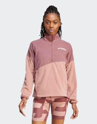 adidas - Terrex Multi Climawarm - Fleece-Anorak in Burgunderrot und Warm Clay