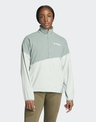 adidas Terrex - Multi climawarm - Fleece-Anorak in Silbergrün und Leinengrün