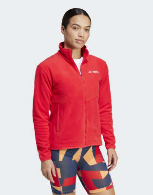 adidas Terrex - Multi-Fleecejacke in Pure Ruby mit Reißverschluss-Rot