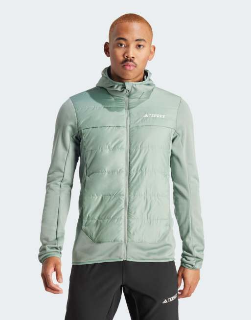 adidas Terrex – Multi Hybrid – Srebrnozielona hybrydowa kurtka ocieplana z kapturem