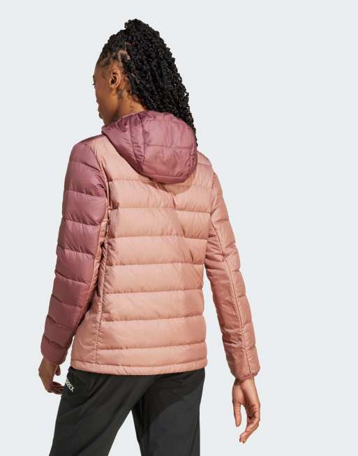 adidas - Terrex Multi - Lerfarvet og bordeauxrød samt let dunjakke med hætte, 3 af 4