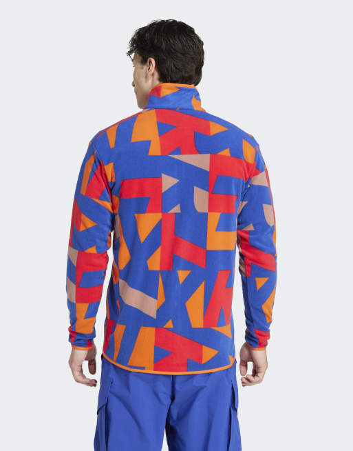 adidas Terrex Multi printed full-zip fleece jacket in warm clay / semi lucid blue, 2 of 4