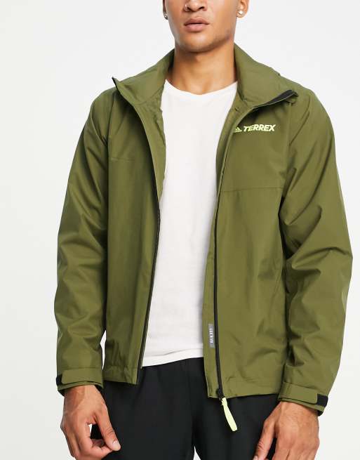 adidas – Terrex Multi RAIN.RDY – Dwuwarstwowa kurtka z kapturem w kolorze khaki – MGREEN