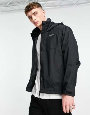 adidas Terrex Multi RAIN.RDY two-layer jacket with hood in black - ASOS Price Checker