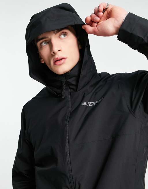 adidas Terrex Multi RAIN.RDY two layer jacket with hood in black BLACK