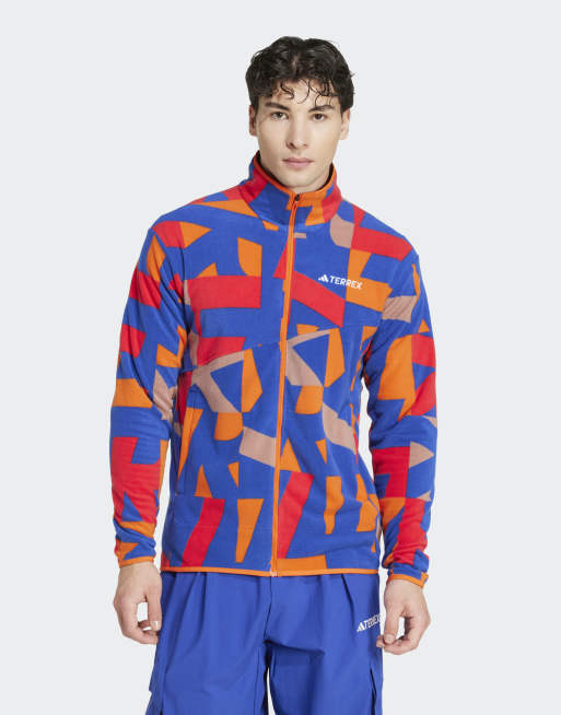 adidas - Terrex Multi - Veste en polaire imprimée à fermeture éclair - Bleu semi lucide et argile chaud, 3 de 4