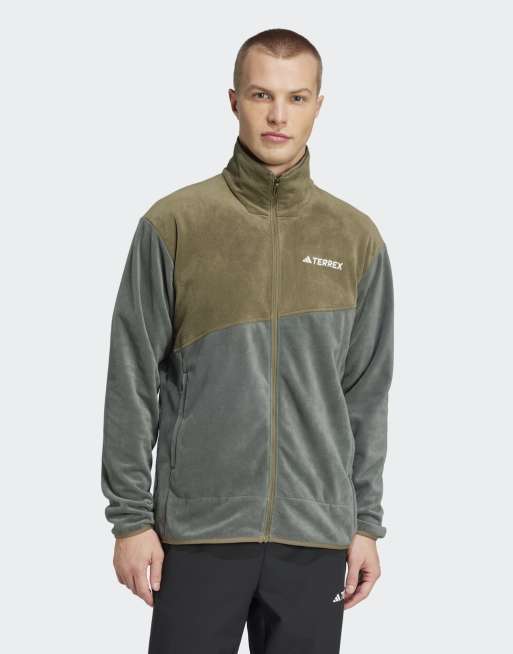 adidas – Terrex Multi – Zielono-oliwkowa lekka polarowa kurtka z zapięciem na suwak