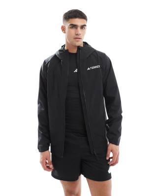 adidas performance adidas Terrex outdoors waterproof jacket in black
