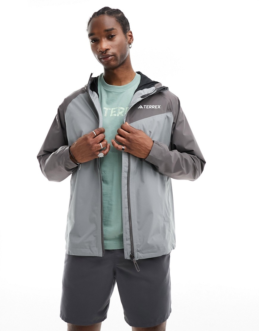 adidas Terrex outdoors waterproof jacket in grey
