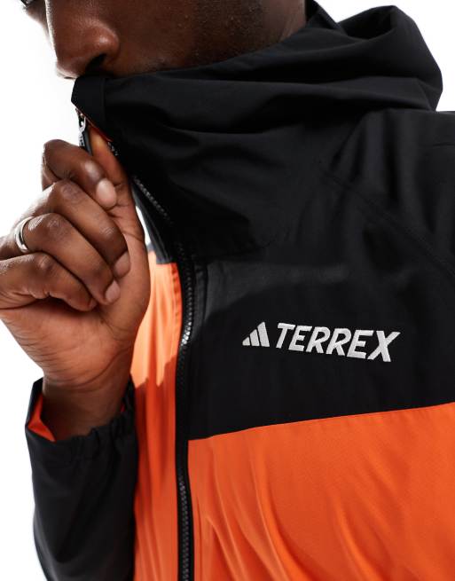 adidas Terrex outdoors waterproof jacket in orange and black, 2 of 4