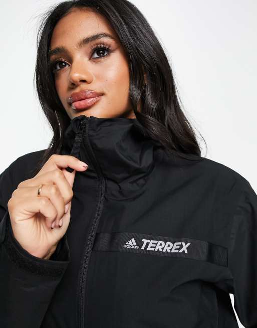 overlap vogn Mose adidas Terrex Rain.RDY hooded jacket in black | ASOS