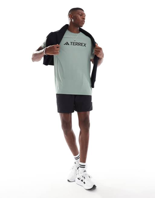 adidas Terrex – Szałwiowozielony T-shirt z dużym logo, 2 z 4