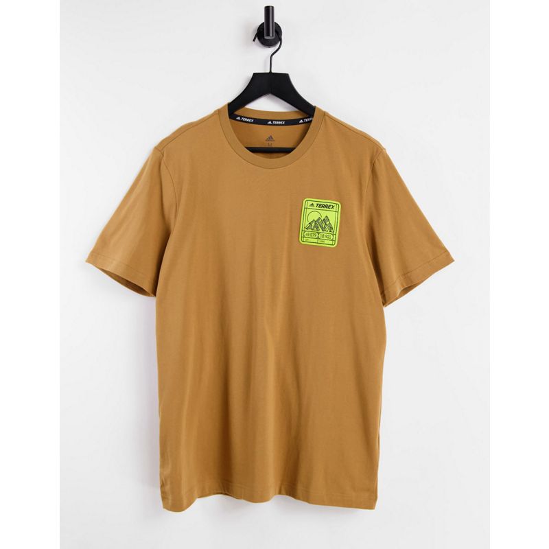 Uomo c22UO adidas - Terrex - T-shirt con logo con montagna, colore marrone