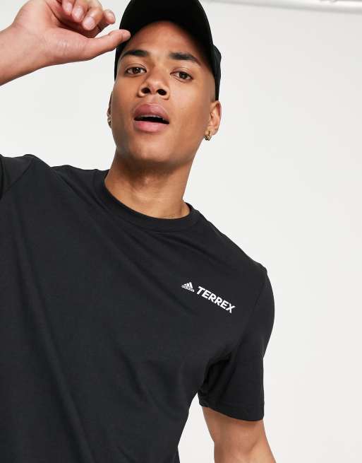 adidas Terrex – T-shirt w kolorze czarnym z nadrukiem gór i logo, 3 z 4