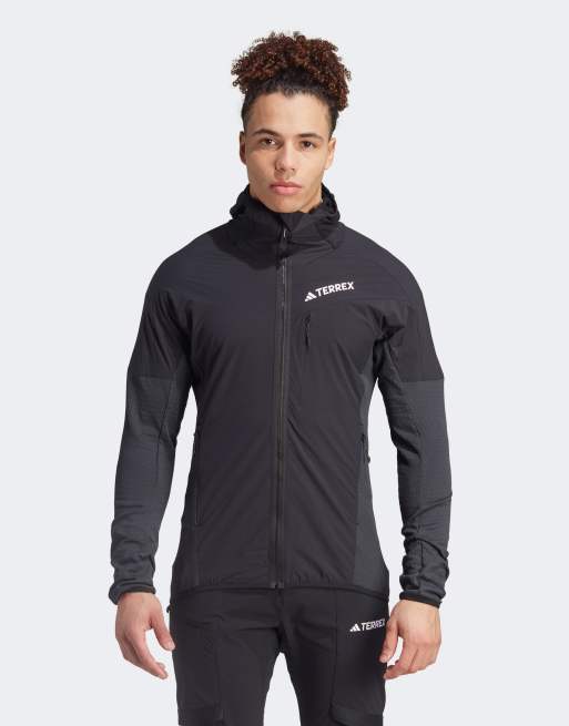 adidas - Terrex Techrock - Giacca a vento nera in pile con cappuccio