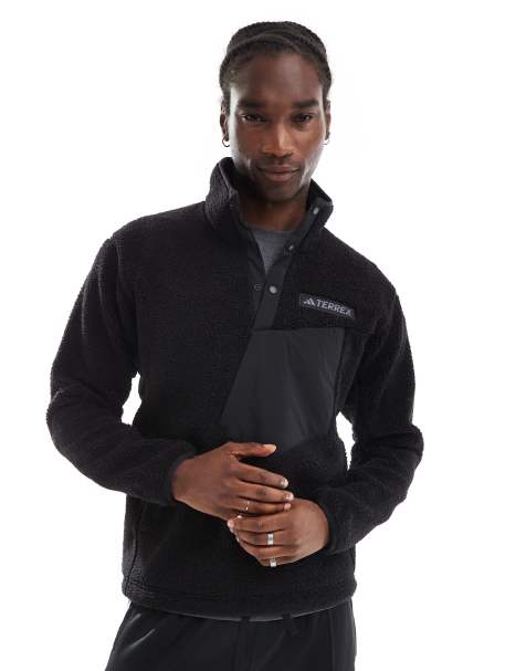 adidas – Terrex – Unisex-Pullover aus Teddyfell-Fleece in Schwarz - view 1