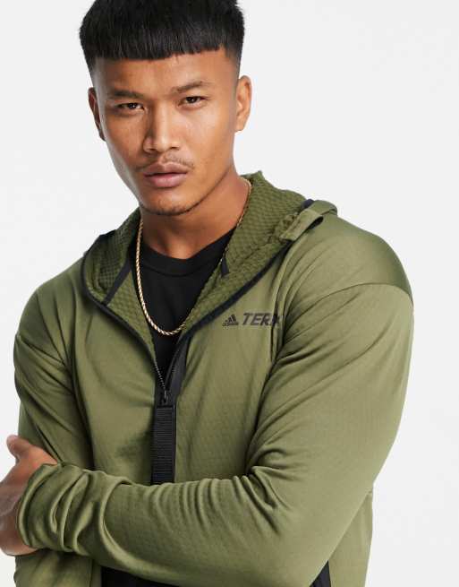 adidas - Terrex - Veste à capuche doublée de polaire - Kaki, 3 de 4
