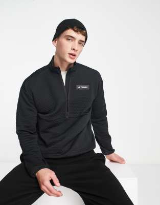 adidas Terrex waffle half zip jacket in black  - ASOS Price Checker