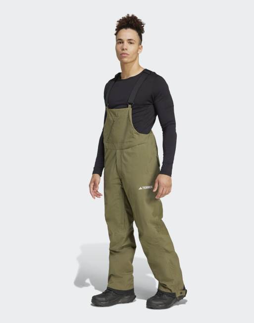adidas Terrex - Xperior 2l - Pantaloni da sci termici color oliva strata/bianco con bretelle
