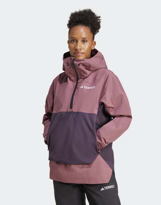 adidas Terrex – Xperior 2l RAIN.RDY – Anorak in Burgunderrot und Aurora Black