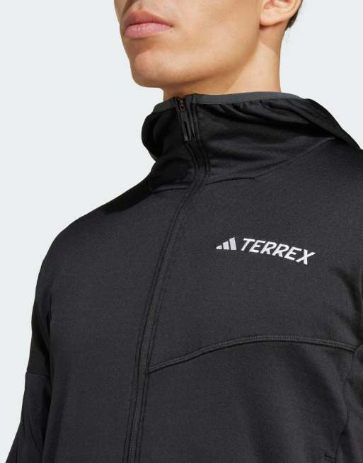 adidas Terrex xperior climawarm light fleece hooded jacket in black, 4 of 4