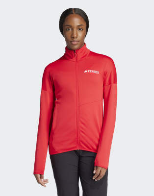 adidas Terrex xperior climawarm light fleece jacket in pure ruby | ASOS