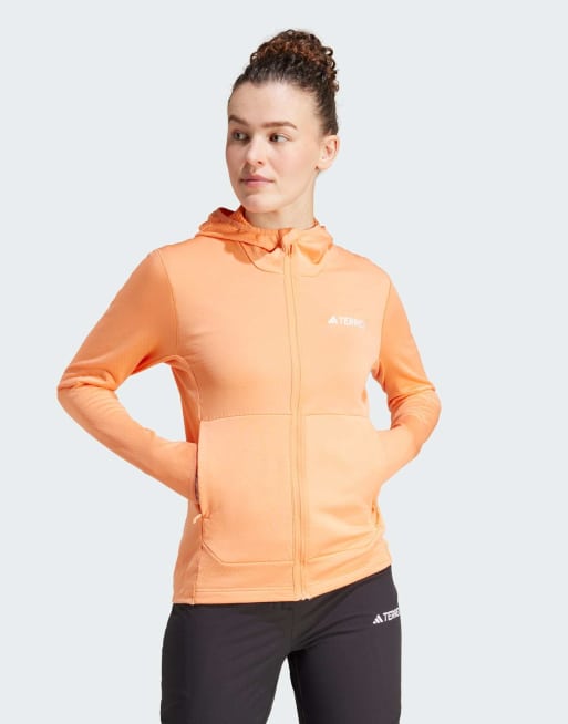 adidas - Terrex Xperior - Giacca in pile leggero con cappuccio color ambra tinto