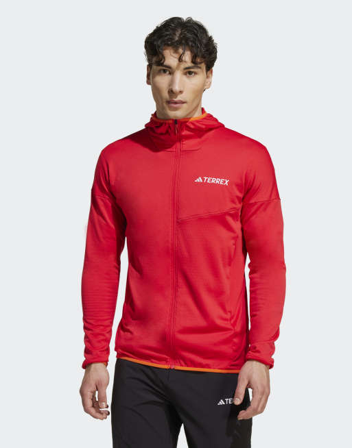 adidas Terrex - Xperior - Giacca leggera in pile con cappuccio color rubino puro